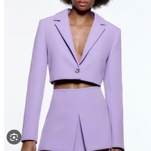 Zara Purple Cropped Blazer for Women